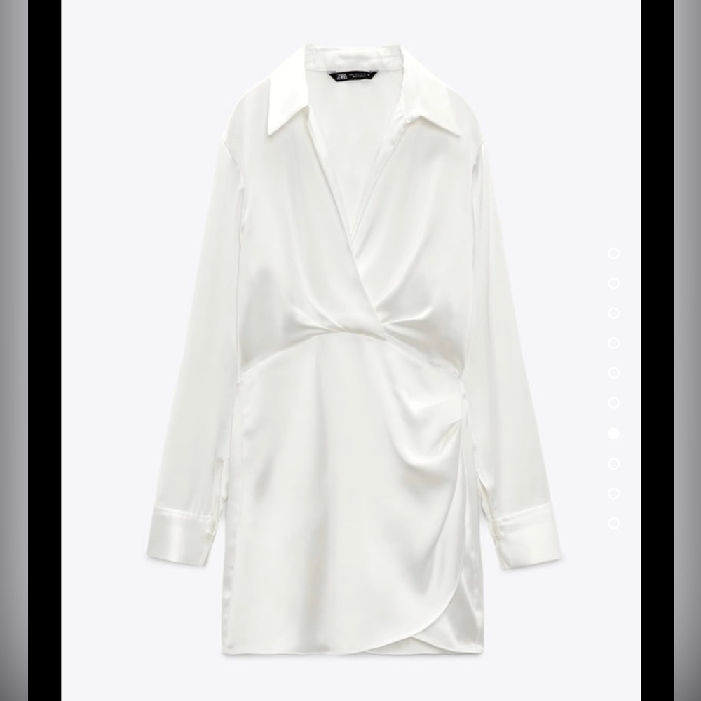 Zara Long Sleeve Satin Effect Dress Nwt - Picture 7 of 15